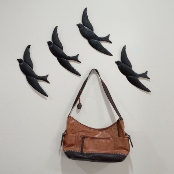 The Sak Kendra Multi Pocket Brown Leather Hobo Shoulder Handbag Satchel Purse - Picture 2 of 11